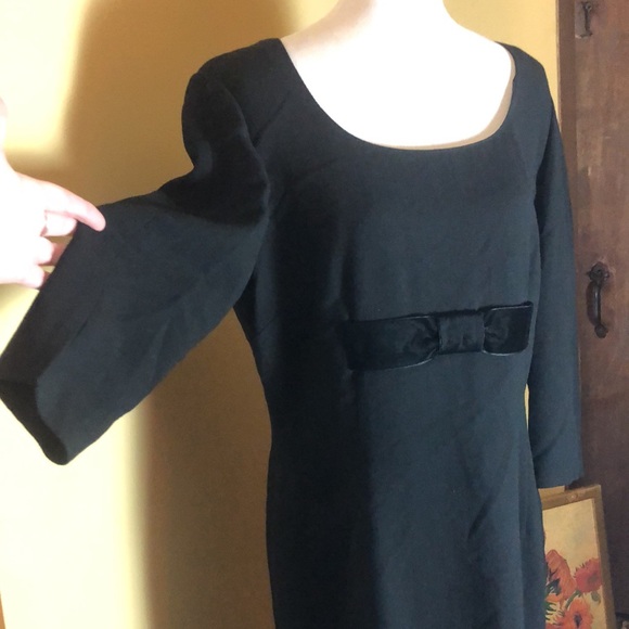 Vintage 90’s TALBOTS Size 16 Wool Blend Velvet Bow Waist Black-Tie Modest EUC - Picture 3 of 14